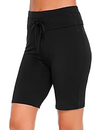 Ekouaer pantalones cortos de surf deportivos, elastizados y lisos para playa para dama