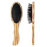 Gisala Detangling Scalp Massage Hair Comb Wooden Bristle Cushioned Hair Brush for Adults & Kids