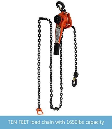 Amarite Chain Hoist Lever Hoist, 3300 Lbs, 10ft Load, Chain Manual Chain Hoist, Industrial Grade Type Connection for Lifting Hook - Image 3