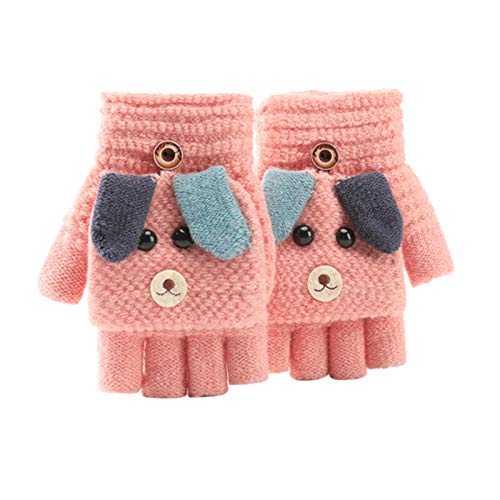 Winter Soft Top Convertible Mitten Flip Gloves Knit Kids Baby Warm