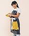 Caldo Linen Kitchen Apron - Mens and Womens Linen Bib Apron - Adjustable with Pockets (Slate)