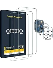 QHOHQ 3 Pack Screen Protector for iPhone 12 Pro Max 6.7” with 2 Packs Camera Lens Protector, HD Full Screen Tempered Glass Film, 9H Hardness, 2.5D Edge, Bubble Free, Scratch Resistant-Case Friendly