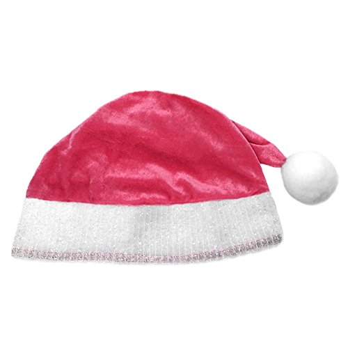 Adult Pink Plush Santa Hat ~ Xmas Christmas Costume Party Accessory