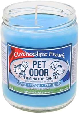 Amazon Com Pet Odor Exterminator Candle Clothesline Fresh Jar 13 Oz Home Kitchen
