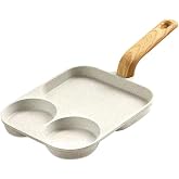 Nonstick Egg Frying Pan, Aluminum Multifunctional Breakfast Frying Pan | Egg Frying Pan 3 Section With Heat Resistant Handle, Cooking Pan for Egg, Bacon and Burgers, Easy Clean, Only for Gas Stove