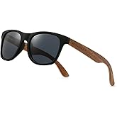 WOODONLY Retro Wood Polarized Sunglasses - Cool Style Matte Finish Frame with Wooden Temple for Men and Women Perfect Gifts