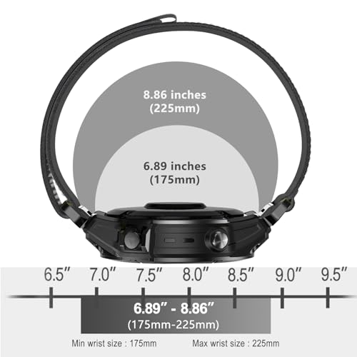 SumRioo QuickFit 22mm Strap for Garmin Fenix 8/8 Solar 47mm/Fenix E/Fenix 7 Pro/Fenix 7/6 Pro/6/5 Plus/5, Nylon Loop Trail Strap for Garmin Forerunner 965/955/945/935, Epix 2, Black/Grey