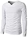 H2H Mens Casual Slim Fit Long Sleeve Slit Wide Neck T-Shirt Of Various Colors