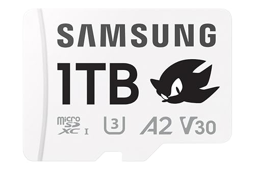 Samsung Sonic the Hedgehog(TM) microSD-Karte + SD-Adapter, Speicherkarte mit 1 TB, UHS-I U3, Full HD & 4K UHD, 180 MB/s Lesen, 130 MB/s Schreiben, Datenspeicher für Handheld-Konsolen, MB-MD1T0SA/LC1