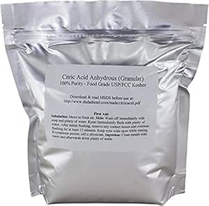 Duda Energy 1caf Pure Citric Acid Food Grade FCC/USP Anhydrous Fine Granular May be Used in Organic Products, 1 lb.