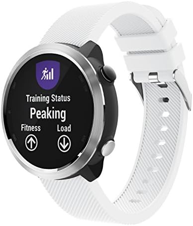 BTChoice for Garmin Forerunner 645 Strap, Soft Silicone Band Replacement watchband Wrist Watch Bracelet for Garmin Forerunner 645 Watch (White)