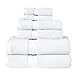 Superior Egyptian Cotton Pile 6 Piece Towel Set, Includes 2 Bath, 2 Hand, 2 Face Towels/Washcloths, Ultra Soft Luxury Towels, Thick Plush Essentials, Guest Bath, Spa, Hotel Bathroom, White