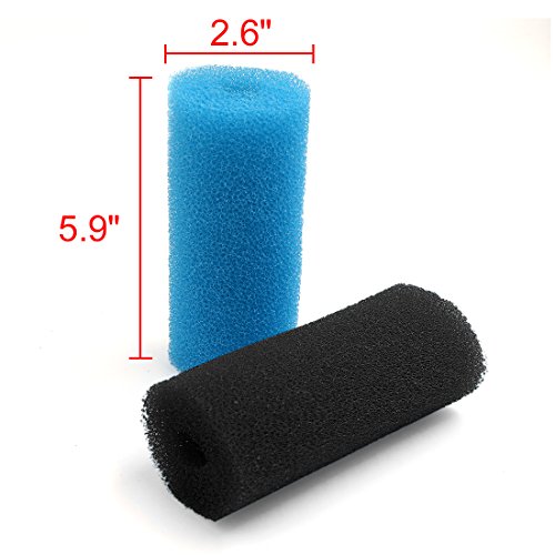 uxcell 6pcs Blue Black 2.6inch Dia Cylinder Aquarium PreFilter Sponge Filter Cartridges