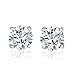 925 Solid Sterling Silver, Basket Set, Clear Round CZ Cubic Zirconia Stud Earrings 1.0ct to 5.0ct