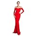 Miss ord Women's Long Sleeve Word Shoulder Mermaid Floor Length Dress Party Gown