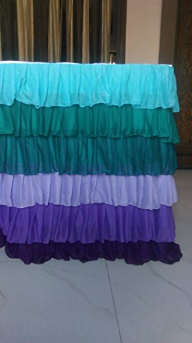 Blue Purple Ombre Chiffon Ruffled Layered Complete Table cover for 72"L X 30" W + 30" H Table