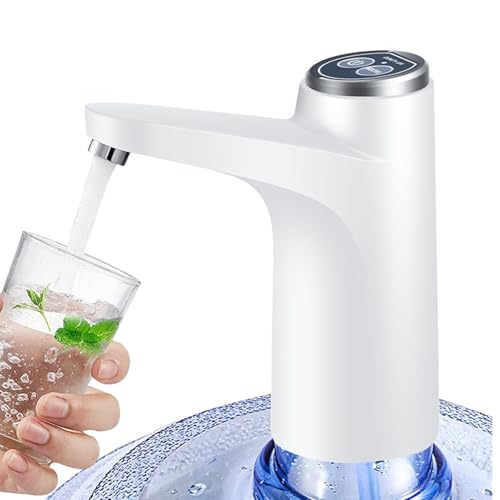 Autbye Dispensador de Agua Garrafon Bomba Electrica con Carga USB, Blanco | Bomba de Agua Portátil con 2 Modos. Ideal para Garrafón de 4.5L a 18.9L, Cocina, Camping y Oficina