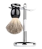 Badger Hair Shaving Brush and Chrome Razor Stand Shaving Set