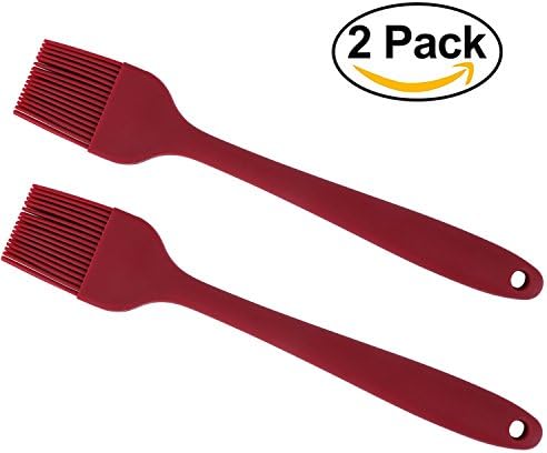 Nightzoo Basting Brush BBQ Grill Brush Good Grips Flexible Heatproof Pastry Oil Brush,Food Grade for Grilling &amp; Marinating - Desserts Baking,Set of 2,Red