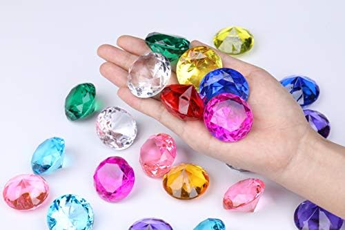 Acrylic Diamond Vase Fillers 1 Pound - 29 pcs 3/2 Inch Wedding Party Event Banquet Birthday Decoration Crystals Gem Table Scatters (Multi-Colored, 3/2 inch (4cm))