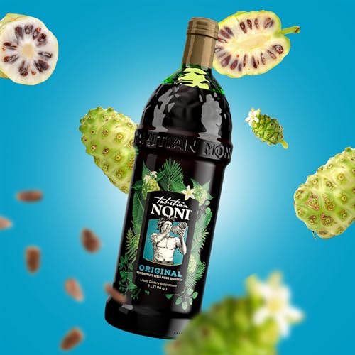Tahitian Noni Juice by Morinda – Original Pure Noni Fruit Blend with Blueberry, Grape Extracts – Healthy Superfood Vitality Daily Wellness Drink – 4 Pack of 1L Bottle