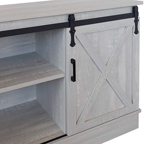 GHQME Sliding Barn Door Farmhouse TV Stand，58 Inch Storage Table，Wood