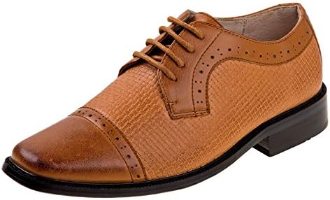 Joseph Allen Boys Crocodile Embossed Lace-Up Dress Shoes, Tan, Size 3'