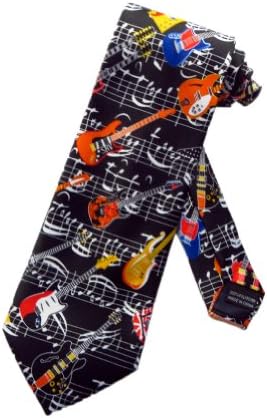 Parquet Mens Air Guitar Rock 'n Roll Necktie Ð Black Ð One Size Neck Tie