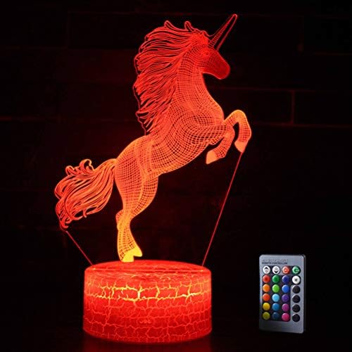 Shellvcase 3D Unicorn Night Light Bedside Table Lamp 7 Colors Change Remote & Touch Control Kids Night Light Optical Illusion Lamp As Christmas Birthday Gift Home Decor Lights (Unicorn)