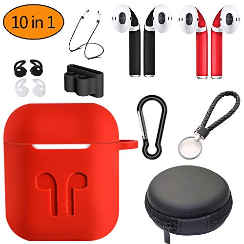 AirPods 10 in 1 Case Cover Protection Accessories for Apple AirPods (Red)