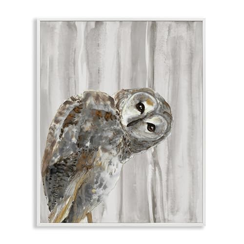 Peeking Owl Gaze Woodland Portrait, 24 x 30 Inch Framed Giclée Print