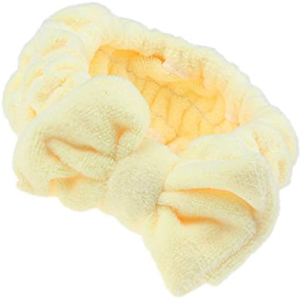 oshhni 結び目メイクアップ化粧品シャワーバススパ弾性ヘアバンドヘッドバンド – 黄