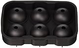 Better Kitchen Products Ice Ball Maker, 6 Cavity Silicone Tray, 4.5cm Large Round Ice Balls for Whiskey, Bourbon, Drinks, Black
