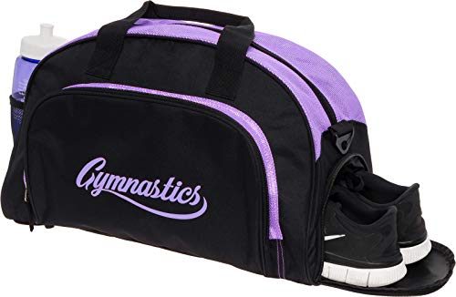 LISH Gemma Gymnastics Duffel Bag - Girl's Travel Sports Gym Bag w/Shoe Compartment (Black/Purple) - Thumbnail 2