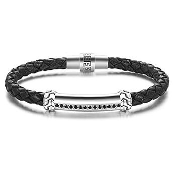 Carleen Freedom 925 Sterling Silver Mens Leather Bracelet 