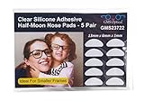 GMS Optical Premium Silicone 3M Adhesive Half Moon Nose Pads 13mm x 6mm - Ideal for Smaller Frames (5 Pair) (Clear)