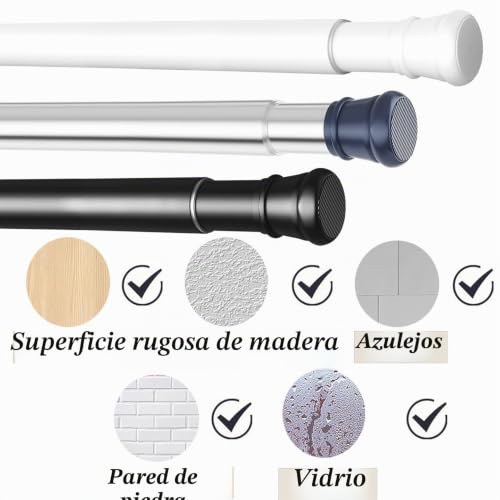 Curtain Rod Without Drilling Extendable Shower Curtain Rod Extendable Rods For Curtains White 85-265Cm Ø32mm