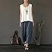 Aeneontrue Women's 100% Linen Capri Pants Casual Patchwork Cropped Trousers with Elastic Waist Gray L