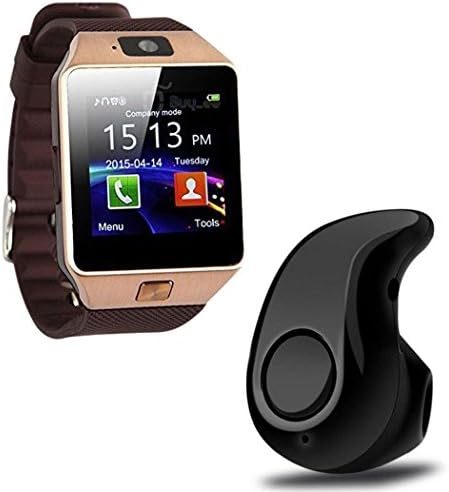 Elevea Bluetooth Smartwatch with Camera and Mini Wireless Headset with Mic for All Smartphone/iPhone Device