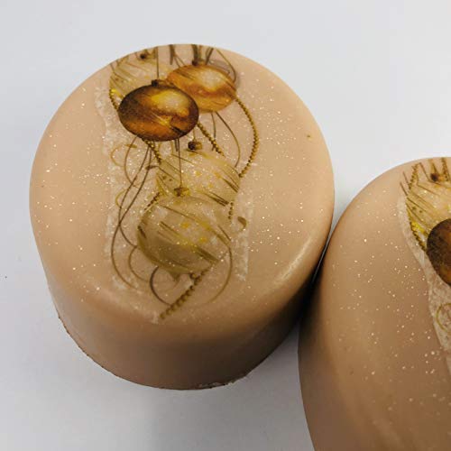 Seasonal Handmade Christmas soap, bring the warm Christmas flavor to home with this delicious scent of vanilla and hazelnut glycerin soap shea butter decoupage decoration 3 oz oval bar