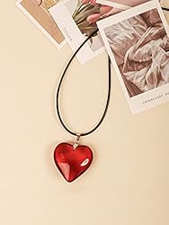 OJERRY Y2K Aesthetic Simple Chunky Glass Red Heart