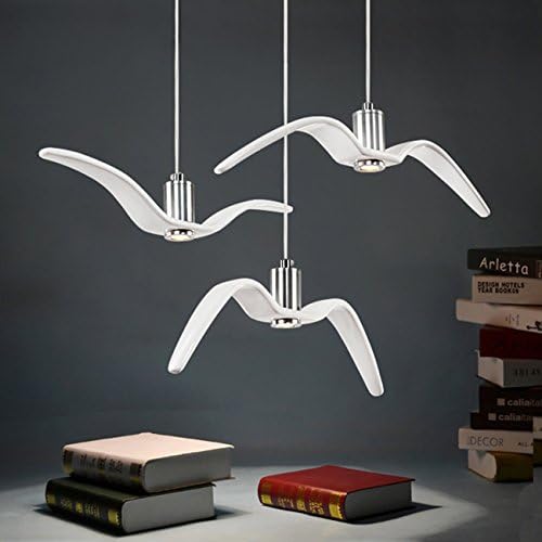 Ceramic Flying Seagull Pendants Island 3 Lights, Simple Bright Line Lamp, Warm White, Minimalist Style for Kitchen Island Dining Table, Studio