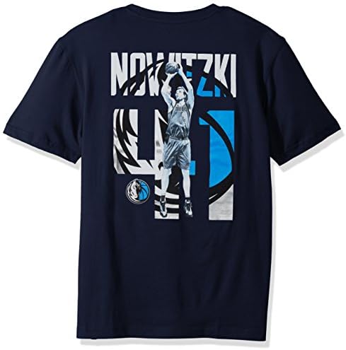 NBA Dallas Mavericks Adult Men Dirk Nowitzki Principal Showcase Player Name Tee, Large, Navy