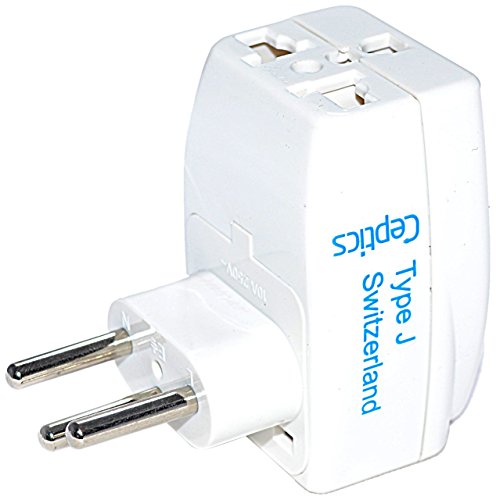 Ceptics 3 Outlet Travel Adapter Plug Type J for Switzerland