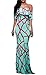 Prom Floral Off Shoulder Bodycon Maxi Dress for Evening, Small Mint Green