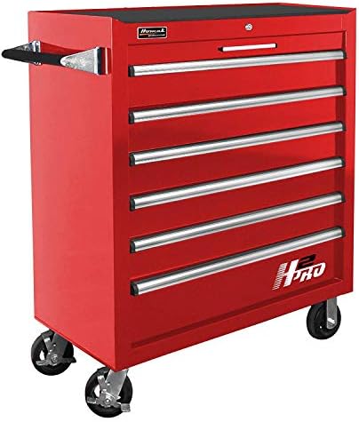 H2PRO RD04036061 36-Inch Series 6 Drawer Roller Cabinet, Red