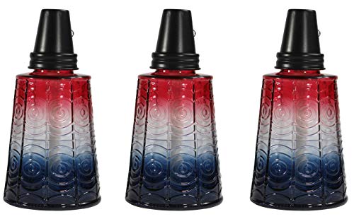Seraphic 16oz Glass Tabletop Torches, Set of 3 (Red/White/Blue)