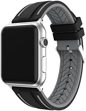 Apple Watch Band 38mm, UBOLE Silicone Replacement Strap Sport Band for Apple Watch Series 3, Series 2, Series 1, Nike+ (BLACK/GRAY 38mm)