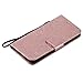 A-slim iPhone X Wallet Case, (TM) Sun Pattern Embossed PU Leather Magnetic Flip Cover Card Holders & Hand Strap Wallet Purse Case for iPhone X 2017 - Rose Gold