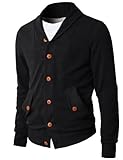 H2H Mens Slim Fit Shawl Collar Cardigan Sweater Of Contrast Color Buttons